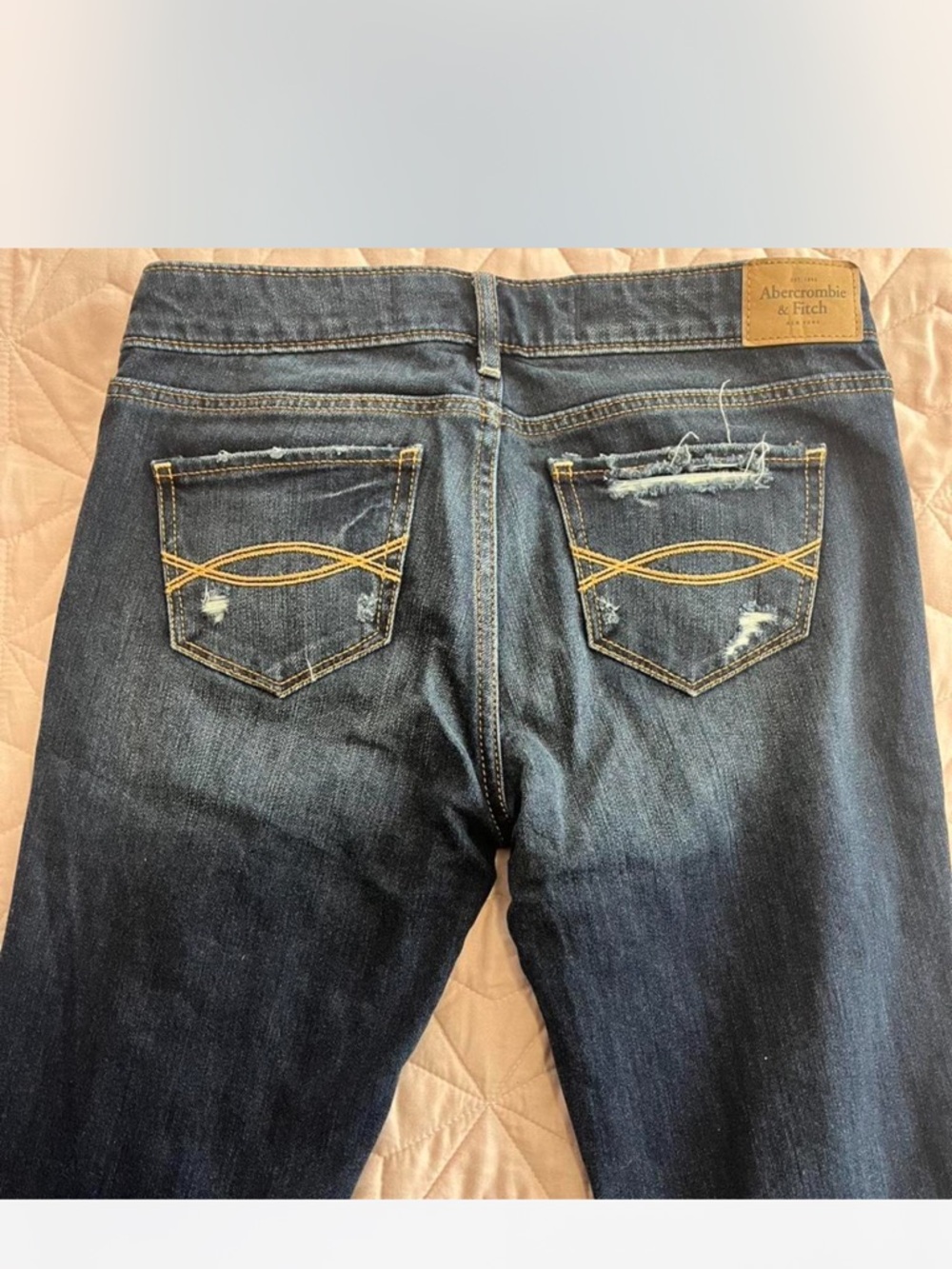 Abercrombie & Fitch Dark Blue Skinny Jeans with Floral Embroidery - Picture 3 of 6